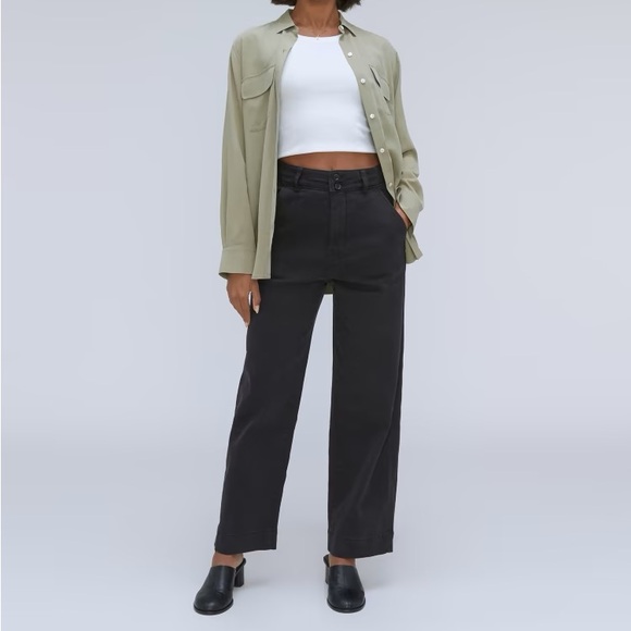 Everlane The Organic Cotton Wide Leg Pant in Black - Picture 4 of 8